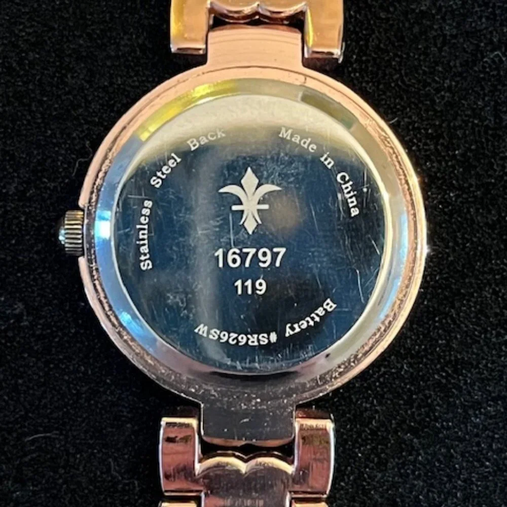 FLEUR DE LIS | Rose Gold-tone finish watch with crystal-set bezel-NEW Battery